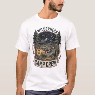 Retro Racoon Camping Hammock Wilderness Camp Crew T-Shirt