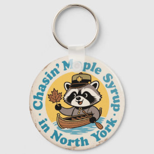 Retro Racoon Canoe North York Key Ring