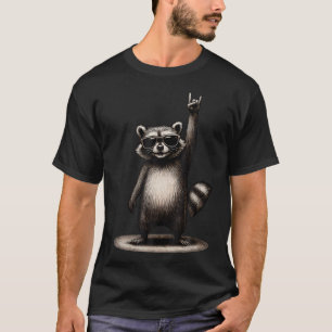 Retro Racoon Rock On Music Funny Boy T-Shirt