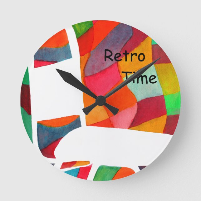 "Retro Rad" Art Wall Clock Round (Front)