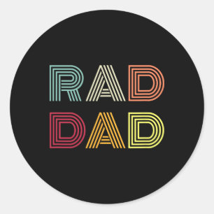 Retro Rad Dad Shirt Men Father&#; s Day Vintage Ma Classic Round Sticker