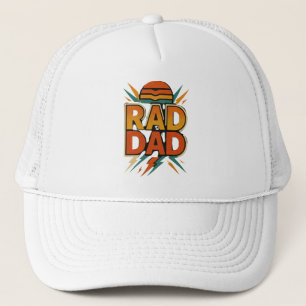 Retro Rad Dad – Vintage Sunset Lightning Bolt Desi Trucker Hat