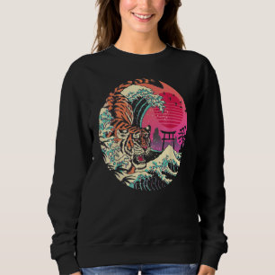 Retro Rad Tiger Wave Off Kanagawa Japanese Art Sweatshirt