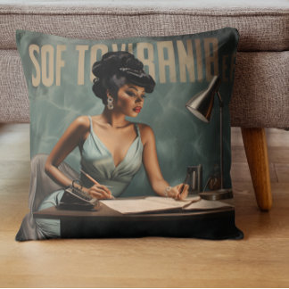Retro Radiance Black Woman Vintage Glamour Cushion