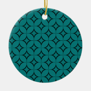 Retro Radiance Christmas Ornament, Teal Ceramic Tree Decoration