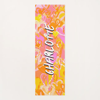 Retro Radiance: Yellow Orange & Pink Graffiti Yoga Mat