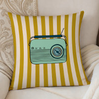Retro Radio and Gold Stripes, Accent Pillow, 