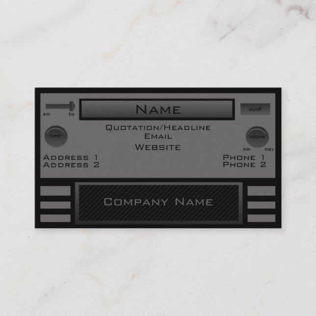 Retro Radio Business Card, Grey Card (Front)