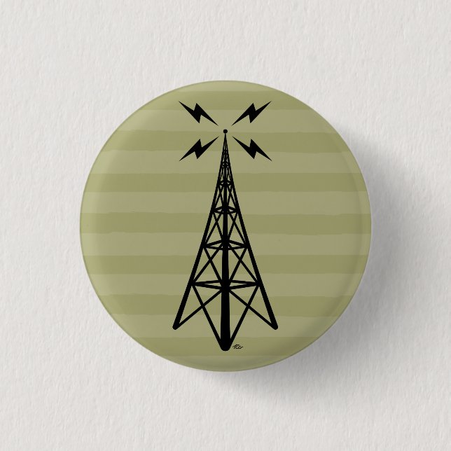 Retro Radio Tower 3 Cm Round Badge (Front)