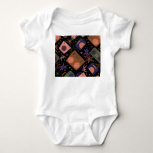 Retro radios, tape recorders pattern. baby bodysuit
