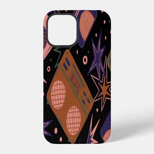 Retro radios, tape recorders pattern. iPhone case (Back)
