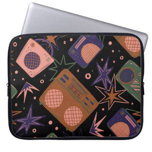 Retro radios, tape recorders pattern. laptop sleeve