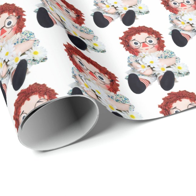retro rag doll with daisies wrapping paper (Roll Corner)