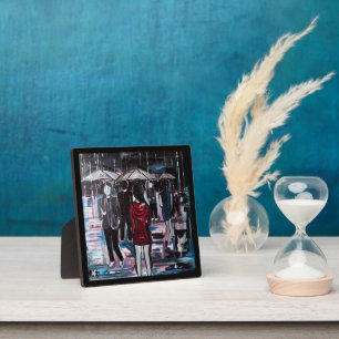 Retro Rain Painting by Alfred Fox Plaque