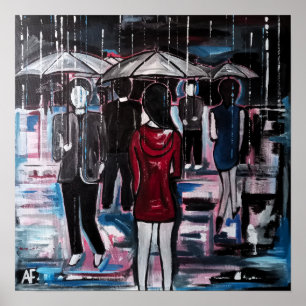 Retro Rain Painting by Alfred Fox Poster