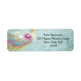 Retro Rainbow and Music Notes on a Shabby Texture