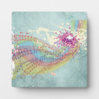 Retro Rainbow and Music Notes on a Shabby Texture