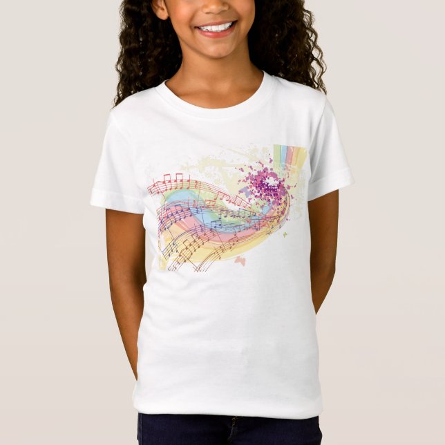 Retro Rainbow and Music Notes T-Shirt (Front)