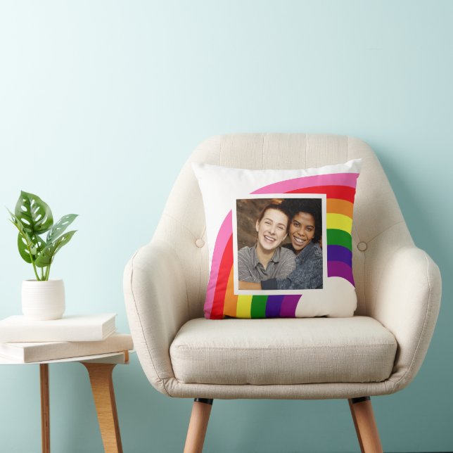 Retro Rainbow Arch Custom Couple Photo Cushion (Chair)