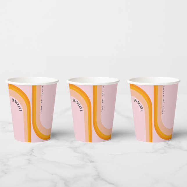Retro Rainbow Arch Graduation  Paper Cups (Multi)