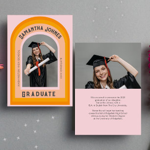 Retro Rainbow Arch Photo Graduation Announcement
