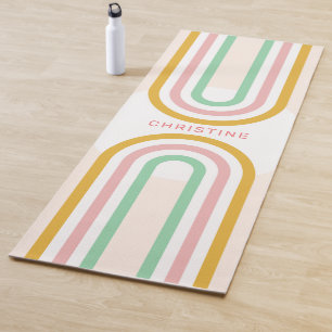 Retro Rainbow Arch Stripes Minimal Yoga Mat
