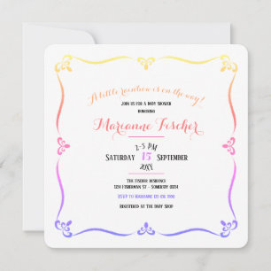 Retro Rainbow Baby Shower Invitation