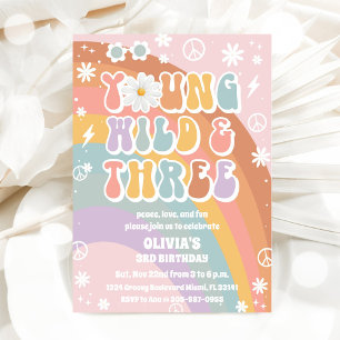 Retro Rainbow Birthday Invitation