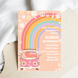 Retro Rainbow Birthday Invitation