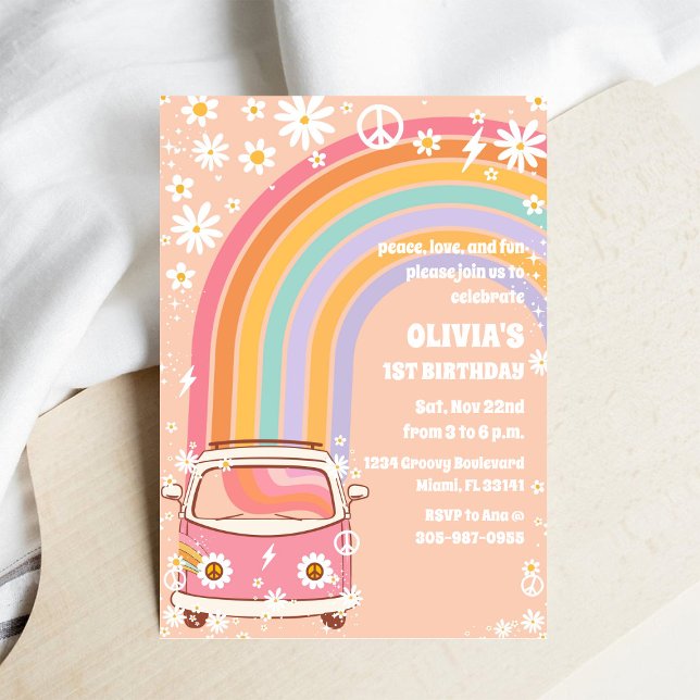 Retro Rainbow Birthday Invitation (Creator Uploaded)
