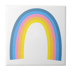 Retro Rainbow Bue Pink Orange Yellow Tile