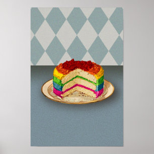 Retro Rainbow Cake Poster