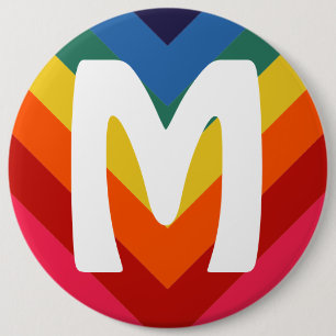 Retro Rainbow Chevron Monogram 6 Cm Round Badge