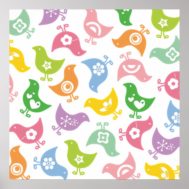 Retro Rainbow Chicks Colour Fun Custom Poster (Front)