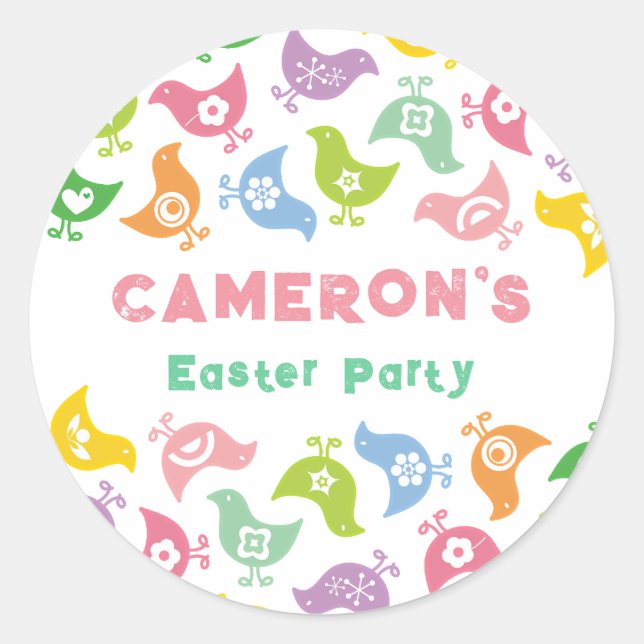 Retro Rainbow Chicks Easter Party Favours Gift Tag (Front)