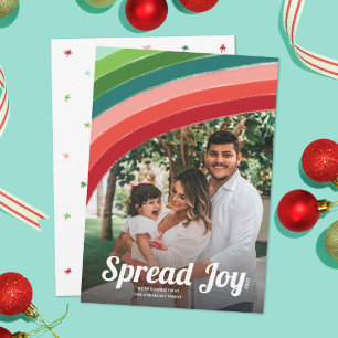 Retro Rainbow Christmas Photo Holiday Card