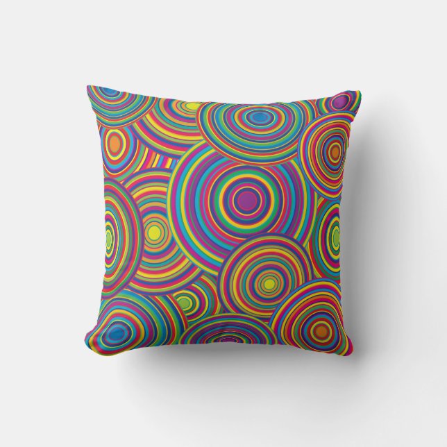 Retro Rainbow Circles Pattern Cushion (Front)