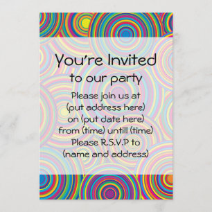 Retro Rainbow Circles Pattern Invitation