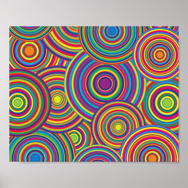Retro Rainbow Circles Pattern Poster (Front)