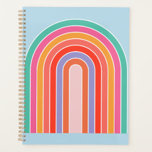 Retro Rainbow Colorful Blue Planner