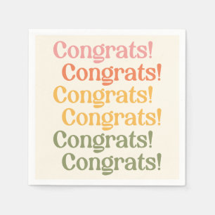 Retro Rainbow Congrats Colourful Celebration Party Napkin
