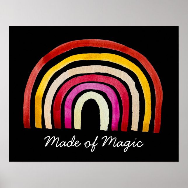 Retro Rainbow cute watercolor Poster (Front)