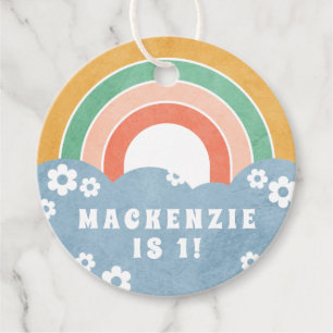 Retro Rainbow & Daisies Kid's Party Favour Gift Ta Tags