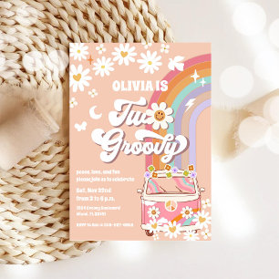Retro Rainbow Daisy Birthday Invitation