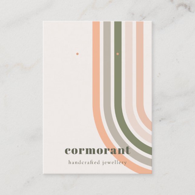 Retro Rainbow Desert Chic Stud Earring Display Business Card (Front)