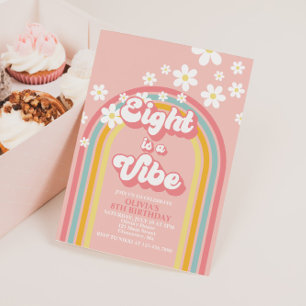 Retro Rainbow Eight is a Vibe Groovy 8th Birthday Invitation