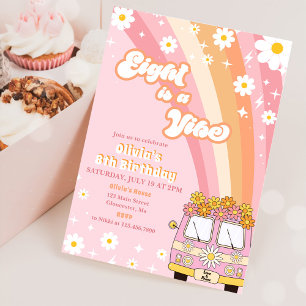 Retro Rainbow Eight is a Vibe Groovy 8th Birthday Invitation