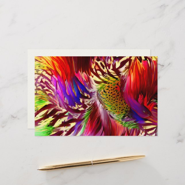 Retro Rainbow Feather Colour Swatch Blocks Stationery (Front/Back In Situ)