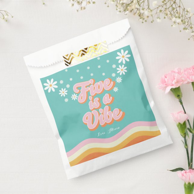 Retro Rainbow FIVE is a Vibe Groovy 5th Birthday  Favour Bags (Sealed)