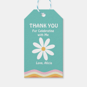 Retro Rainbow FIVE is a Vibe Groovy 5th Birthday Gift Tags